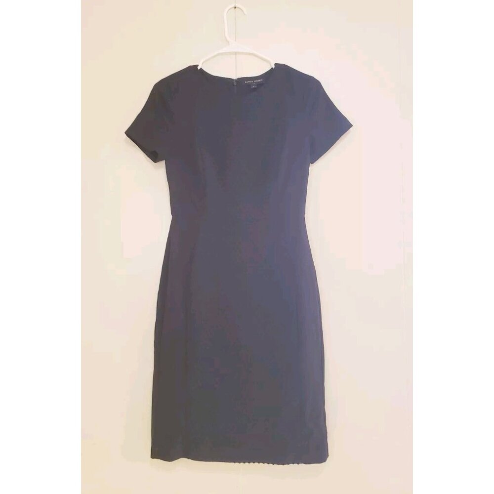 Banana Republic Womens 0 Sheath Dress Black Swiss Dot Texture Classic Office